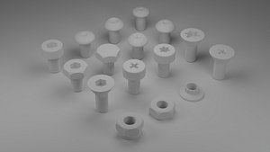 Assorted Screws and Bolts 3D Model Collection