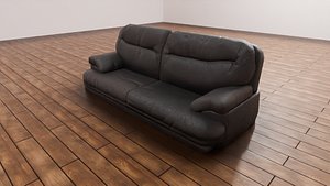 3D Interior sofa low-poly model leather like texture model