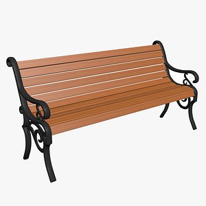3d model of park bench wood