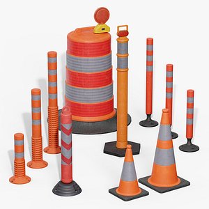 Delineator Posts Pack 3D