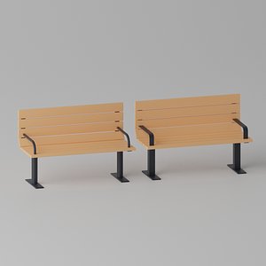 Cartoon Wooden Bench Park 1 3D model