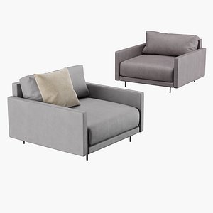 Modern leather chair with pillow 3D model