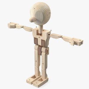 T-Pose Raw Wooden Character 3D