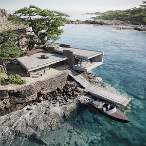 3D model Villa model of modern homestay hotel seaside architecture