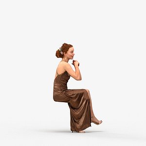 00268Marva0008 - Adult Caucasian woman sitting in public space wearing formal summer attire 3D model