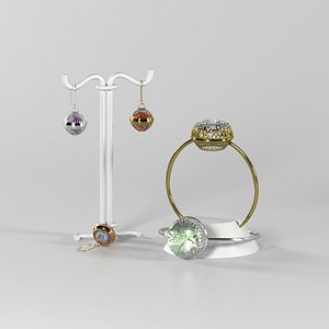 set jewelry old ring 3D model