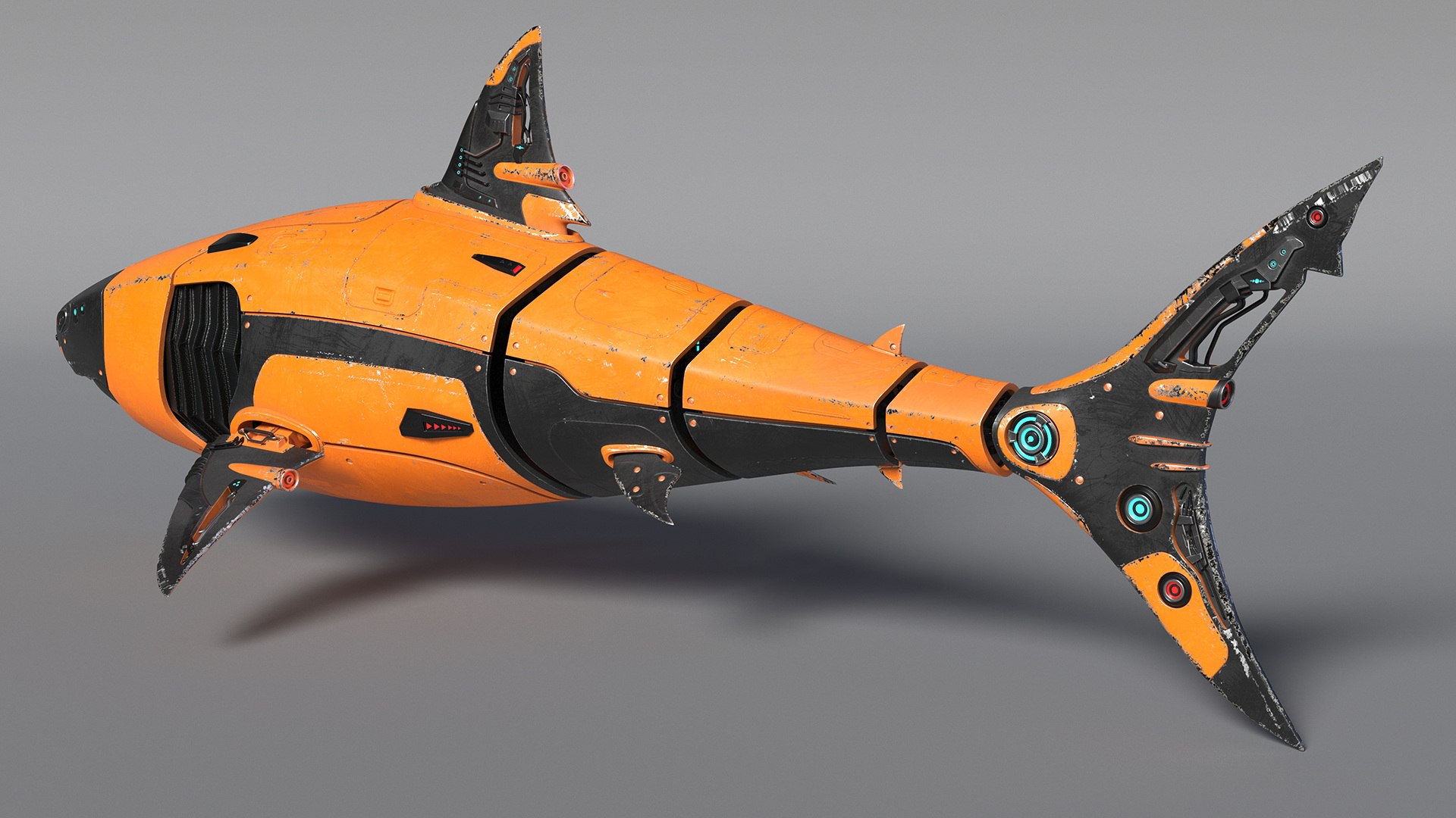 Shark Robot Orange model https://p.turbosquid.com/ts-thumb/Ci/aDYOqh/2g/sharkrobotorangec4dmodel011/jpg/1712517762/1920x1080/fit_q87/a2f334a29ffe43d46b47895f24b2faccffdd4abe/sharkrobotorangec4dmodel011.jpg