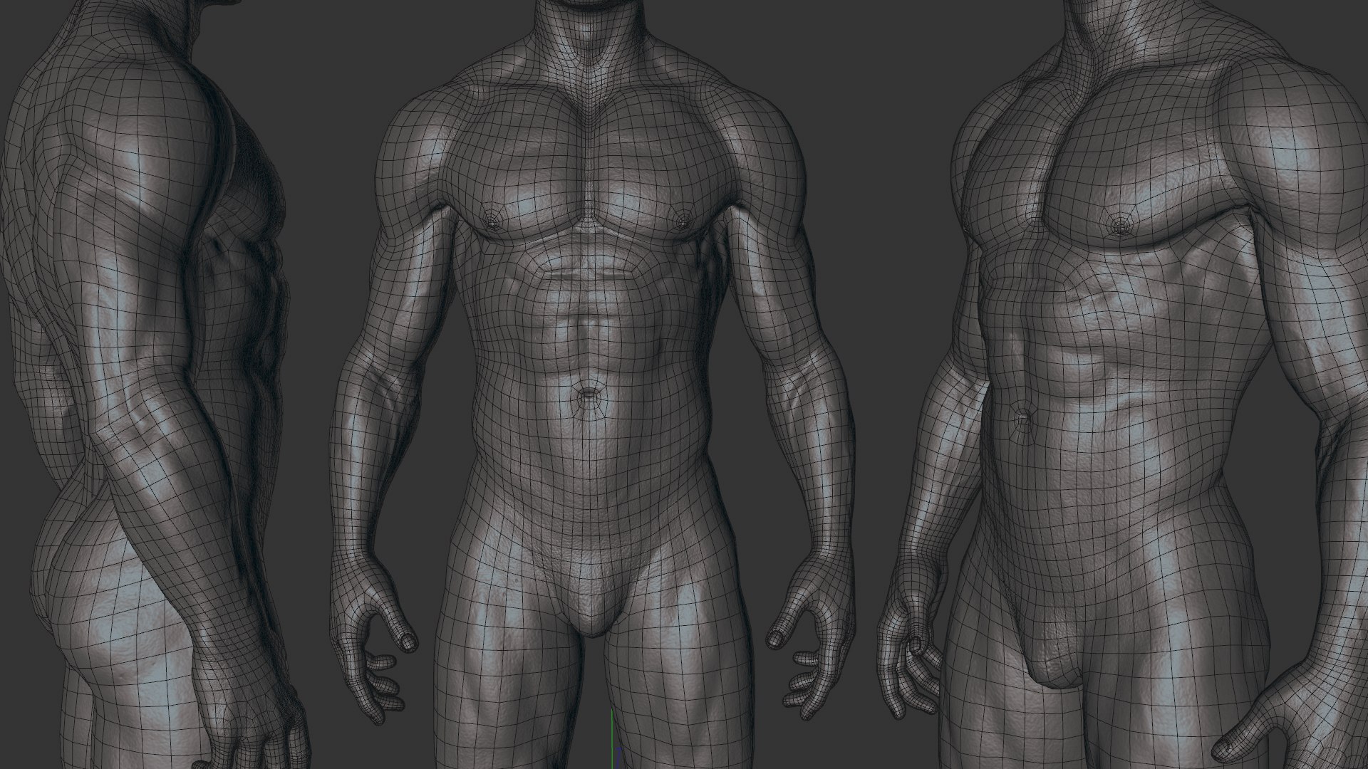 Male Basemesh - Clean Topology Base Mesh With Detailed Skin Render 3D ...