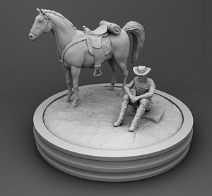 3D model Cowboy with horse