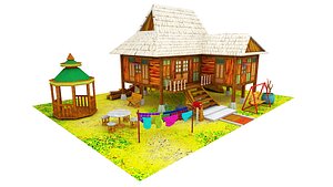 3D Cartoon Malay House model