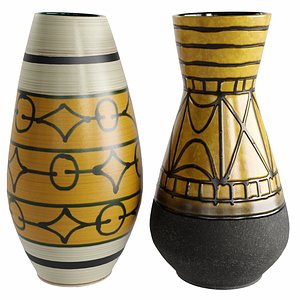 Set of 2 Fat Lava Pottery Vases Heinz Siery 3D model