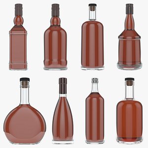 whiskey glass bottle 3D model