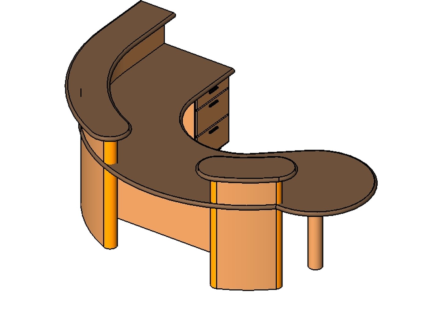 3d Curved Desk Reception Model