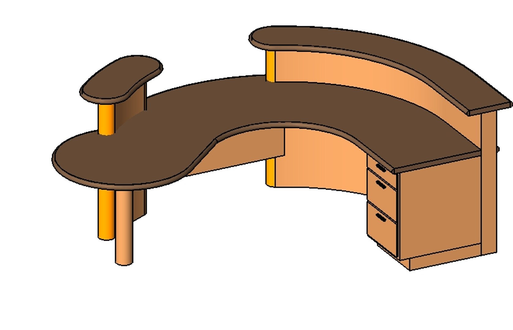 3d Curved Desk Reception Model 5285