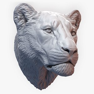 3D Lioness Sculpture Animal Head