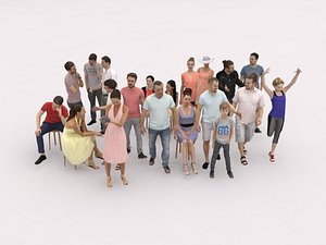20x LOW POLY CASUAL SUMMER SITTING WOMAN MAN PEOPLE CROWD