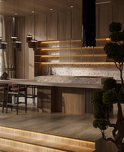 Livingroom Kitchen Modern style 2025 - 2018 VERSION 3D model