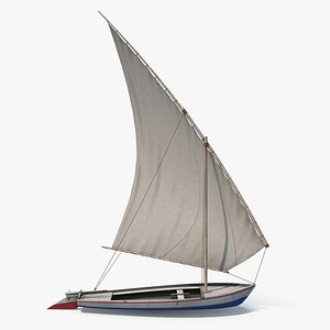 3D model Fellucca Sailboat Game Ready 2