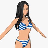 Anime Female Character (Cel-shaded)