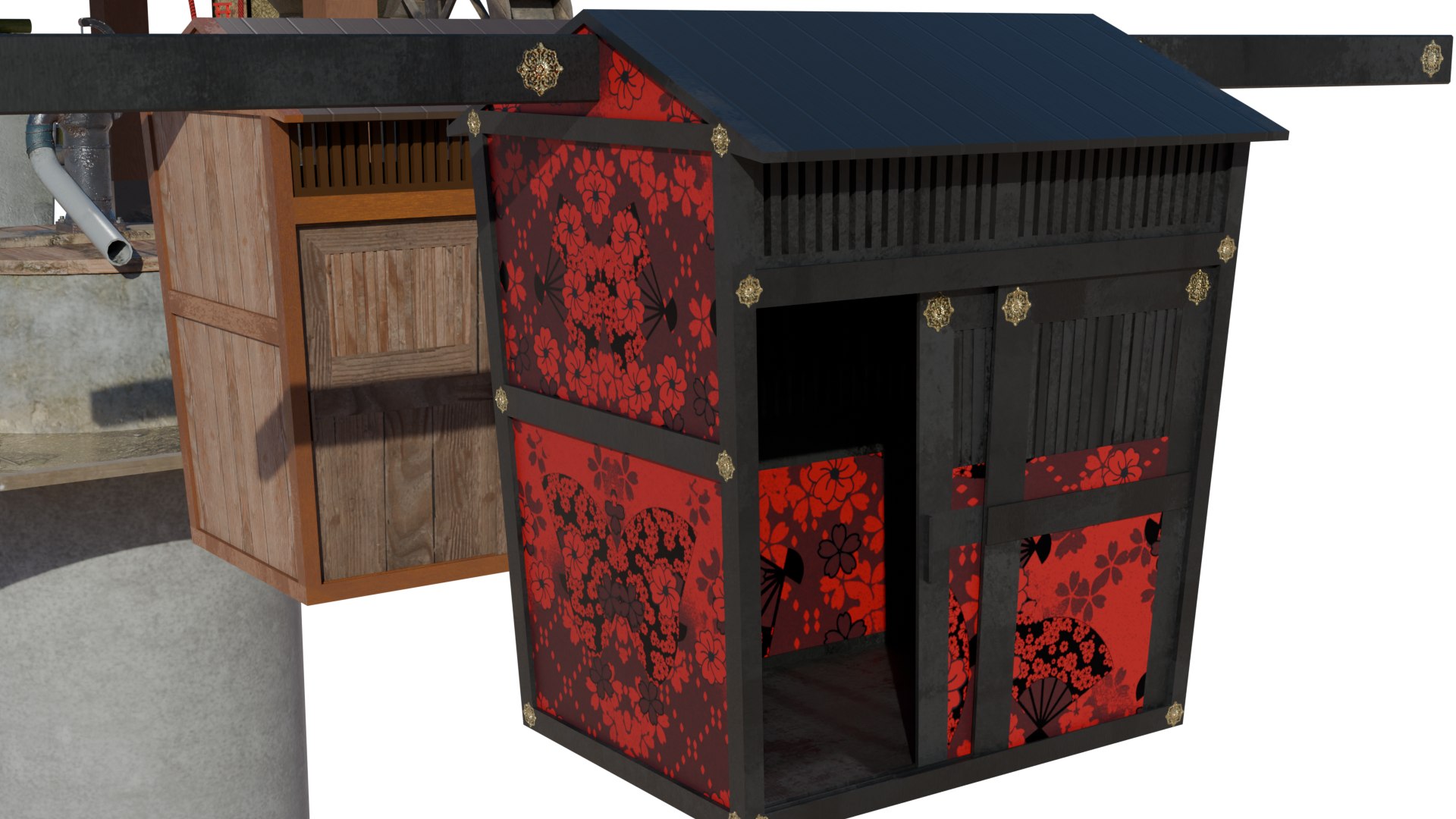 3D Japanese Traditional Props Pack - Shrine And Village Objects ...