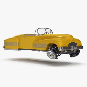 Sci Fi Hover Car Retro New Yellow 3D model