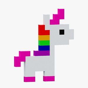 3D Pixel Unicorn model