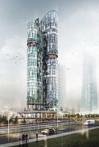 3D Modern Urban Unique Skyscraper in the heart of the City 3D model model