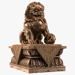 3D Bronze Chinese Guardian Lion Statue model