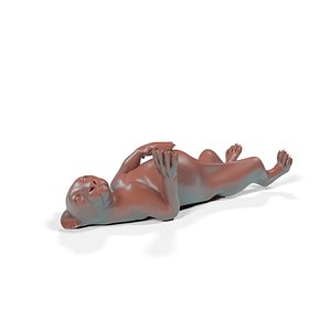 Snow Leopard Cub in Lying Playful Pose for 3D Print 3D model