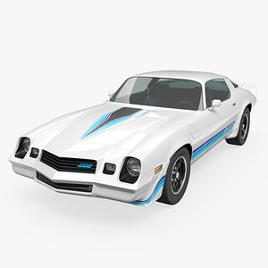 Chevrolet Camaro Z28 Retro Sports Car White Simplified