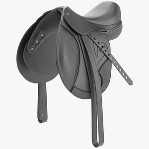 Horse Black Leather Saddle 3D model