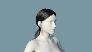 Realistic Female Polygon Long Black Hair 43