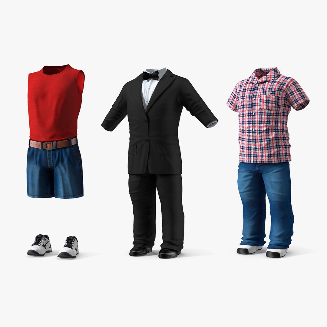 Casual Outfit for Dwarf Men Collection 3D model preview