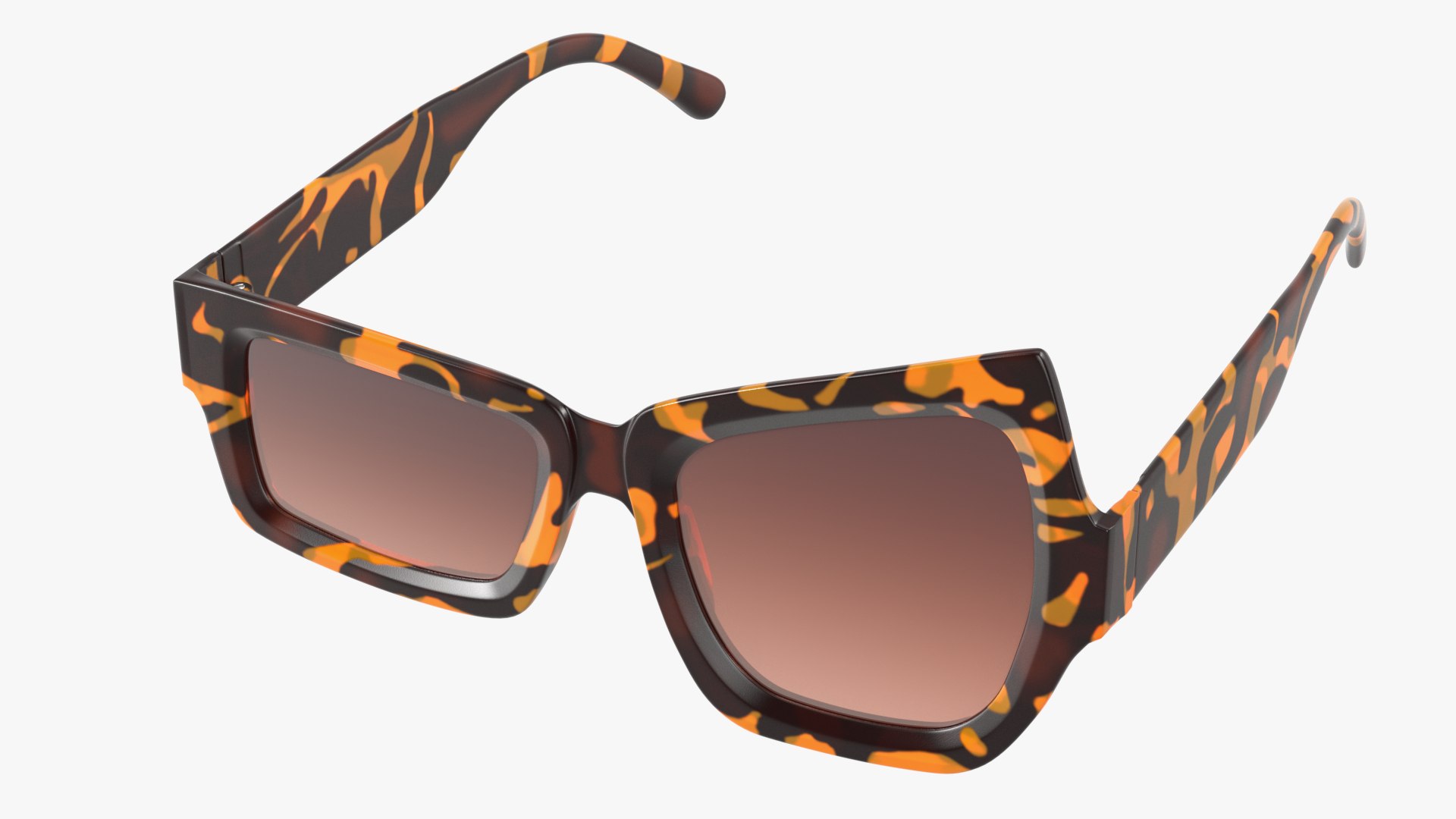 Tortoise Asymmetrical Sunglasses 3D model preview