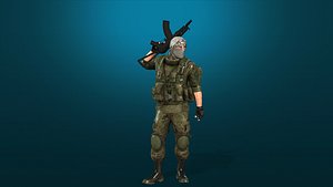 soldier military animation file 3D model