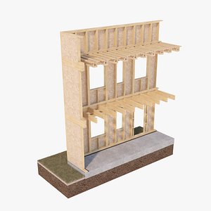 Timber Frame House Structural Section model