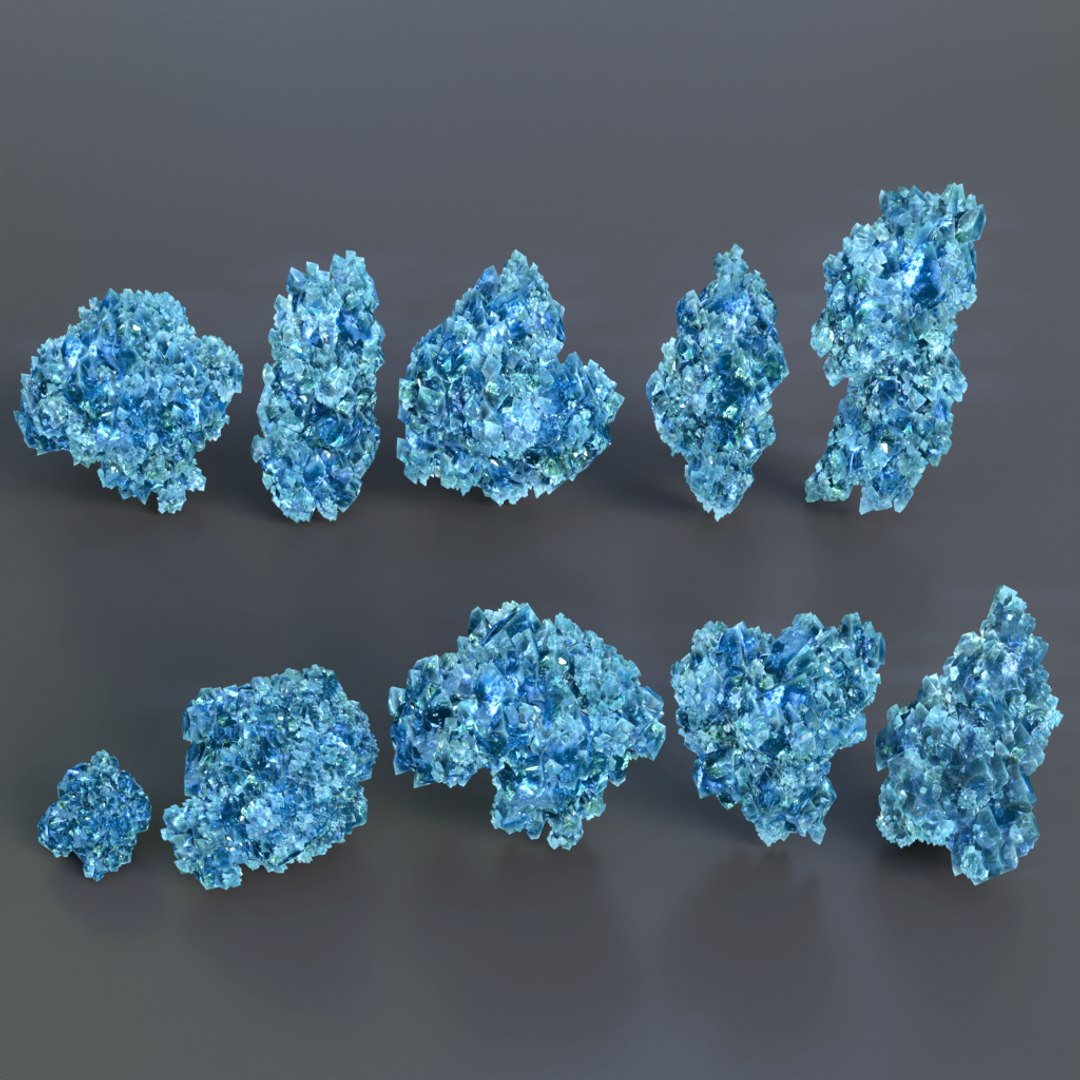 modelo 3d Paquete de piedras preciosas de cristal azul Low Poly PBR ...