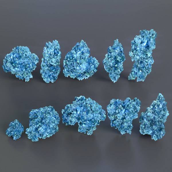 3D Low Poly PBR Blue Crystal Gemstone Pack 200112