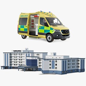 Hospital Building with Emergency Ambulance Collection