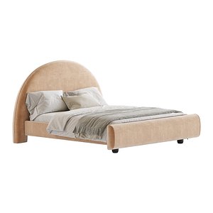 Desirae Flannelette Round Shaped Headboard Bed Frame King 3D model