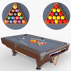 Brunswick Billiard Tabl width balls sticks and chalk 3D model