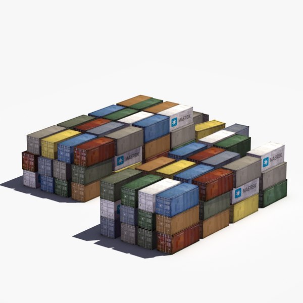 stack iso shipping containers 3d max