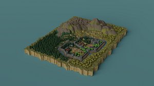 Cartoon Polygonal Fantasy Castle 3D model