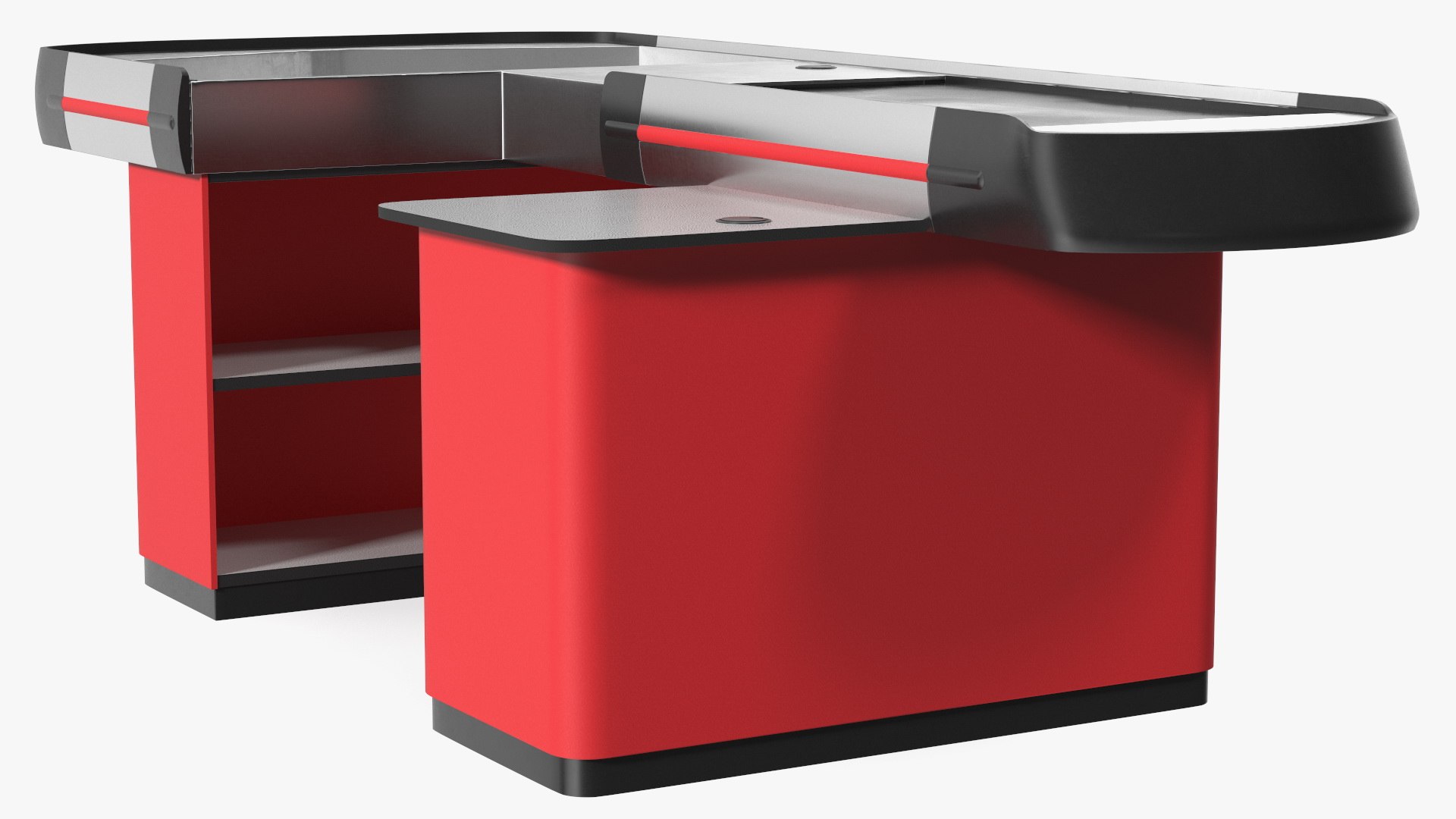 3D Large Supermarket Checkout Counter Red - TurboSquid 2179095