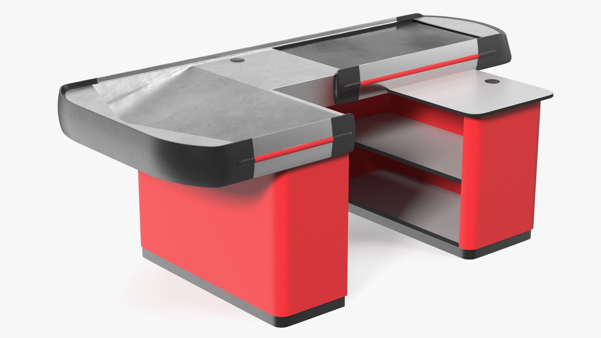 Large Supermarket Checkout Counter Red 3D model preview