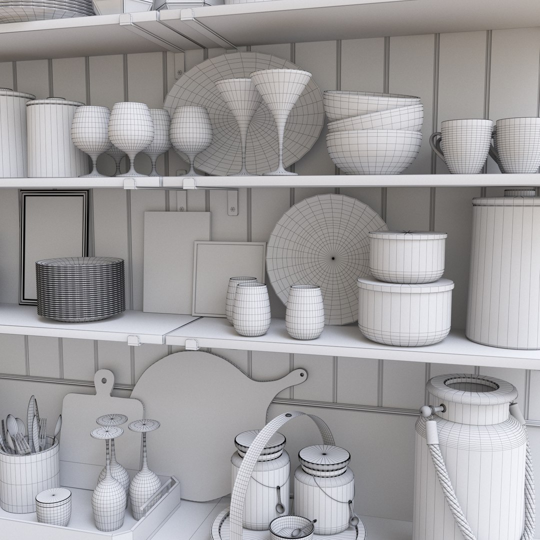 Kitchen decor set model - TurboSquid 1193916