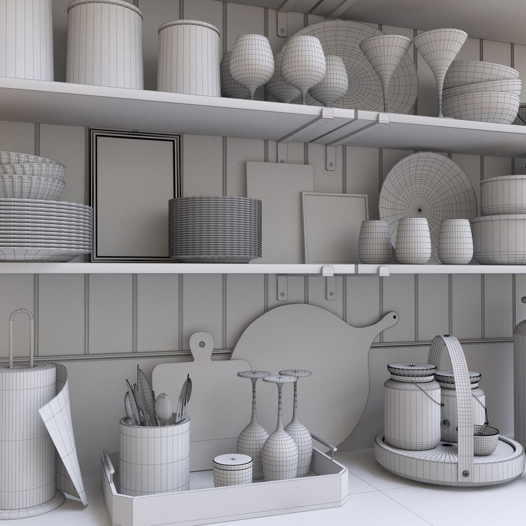 Kitchen decor set model - TurboSquid 1193916