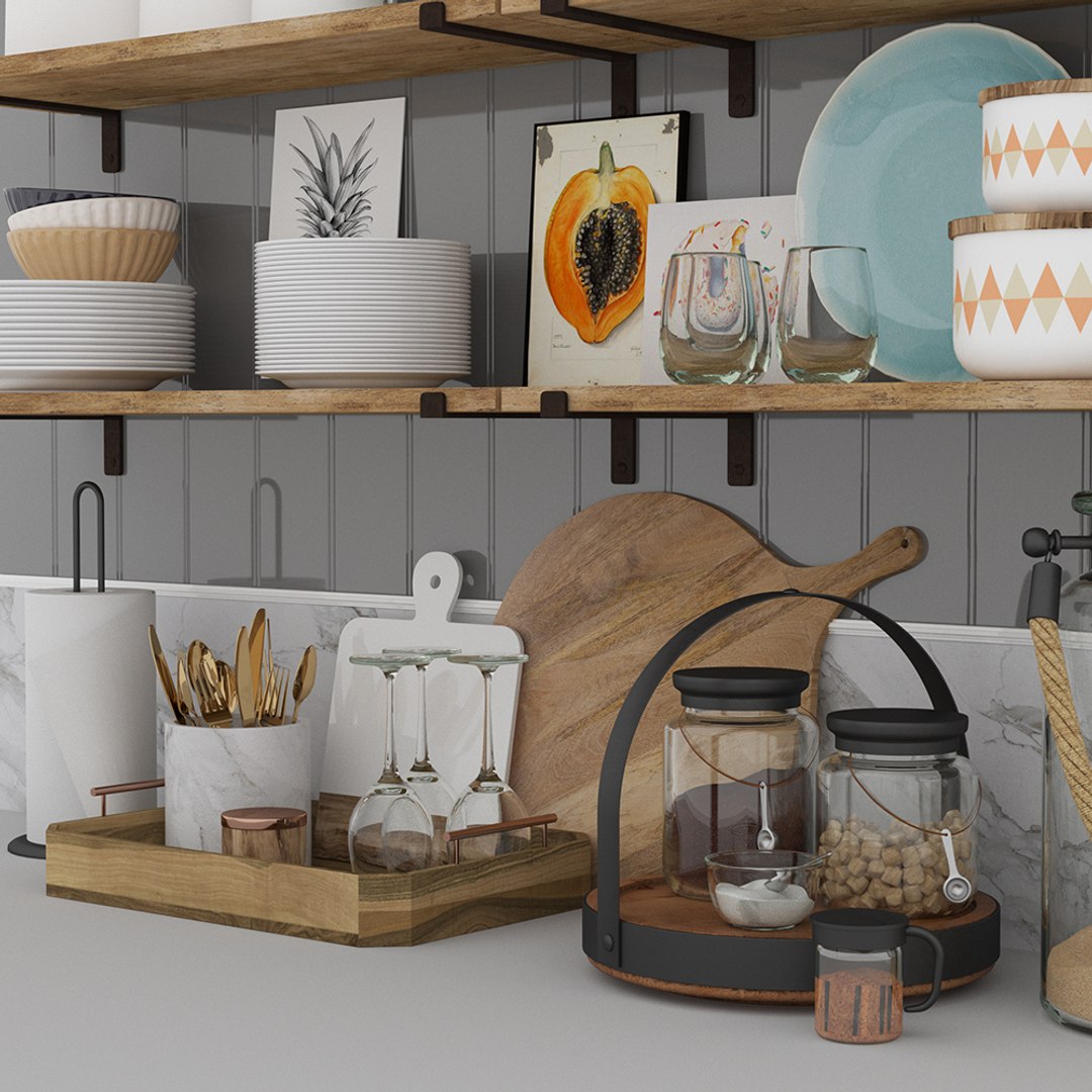 Kitchen decor set model - TurboSquid 1193916