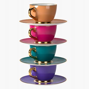 3D Set of cups model