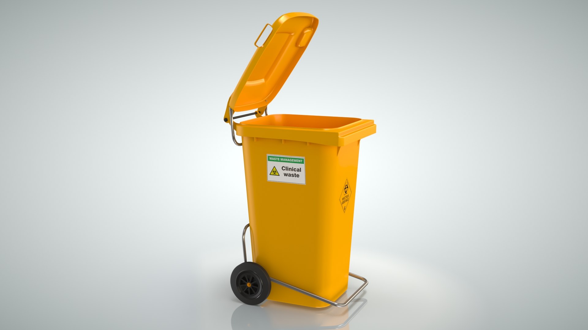 Yellow clinical waste wheelie bin 3D TurboSquid 1710691